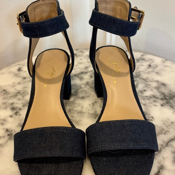 Lord & Taylor 424 Fifth Ankle Stap Denim Block Heels | Size 7 US - Picture 7 of 9
